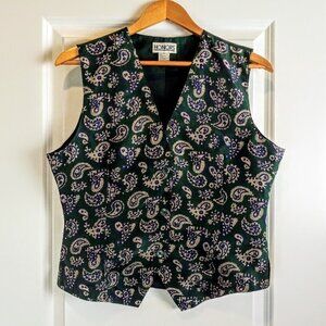 Honors Green Blue Tan Paisley Silk Vest